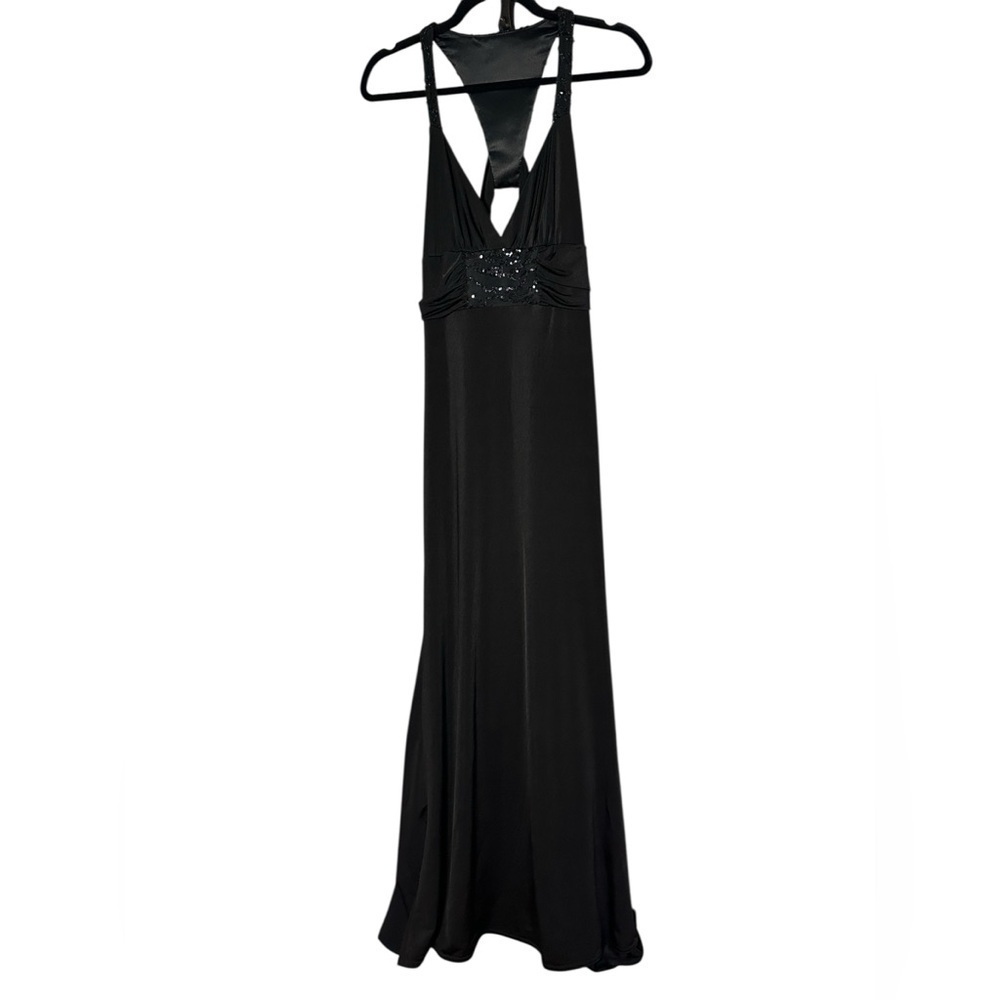 Deadstock NWTJessica McClintock Gunne Sax Black Dress Maxi Open Back Gown Sz 8